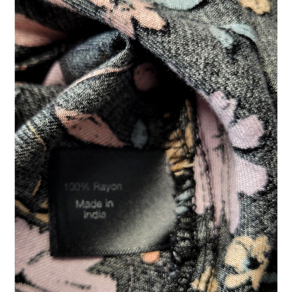 Lane Bryant Top Womens 22/24 Black Floral Surplice Wrap Peplum Long Sleeve Boho - Picture 9 of 12